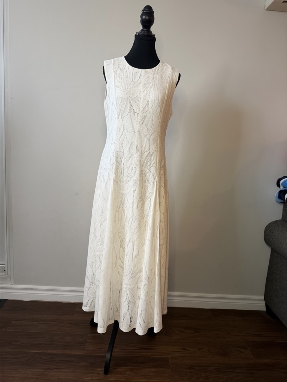 White Lace Maxi Dress - Sleeveless A-Line - Picture 2 of 7